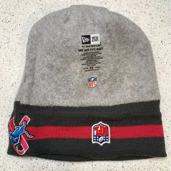 NFL New Era Detroit Lions Women’s Hot Pink Gray Heathered Wool Blend Beanie - Picture 3 of 3